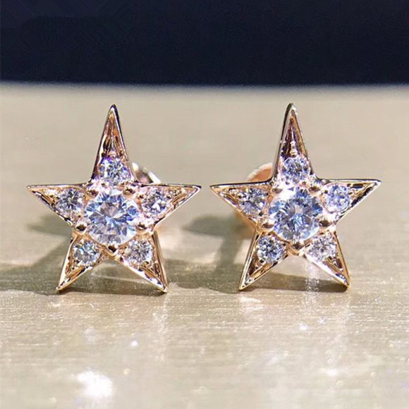 Jewelry - ✨Trendy 14K Gold Plated Sweet Five-pointed Star Earrings, GPMB1564
